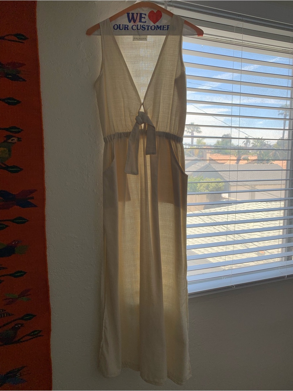 Palmyra Cream Maxi Dress with Tie Front